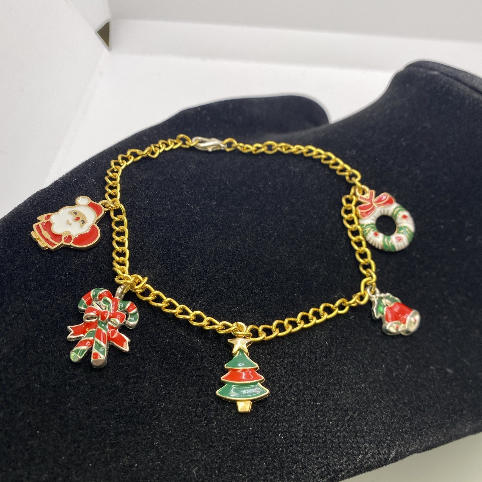Womens Custom Christmas Charm Gold Bracelet Fashion Womens